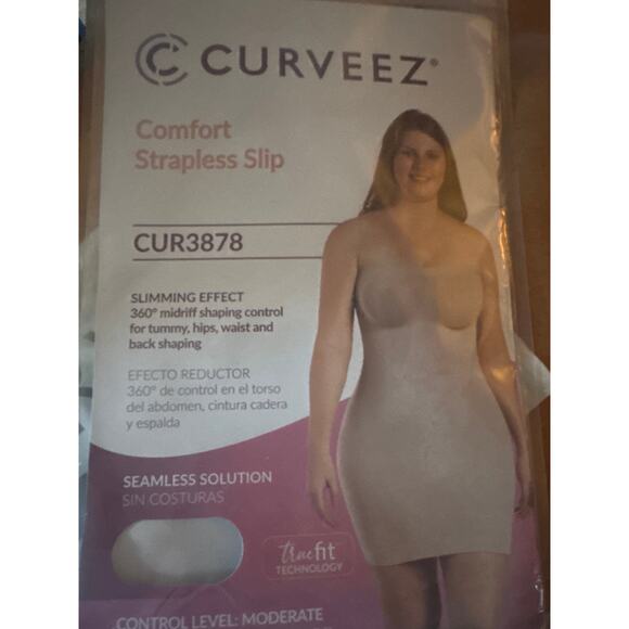 Brand New Curveez Women's Small Nude Comfort Strapless Slip Dress Shapewear - Picture 6 of 7